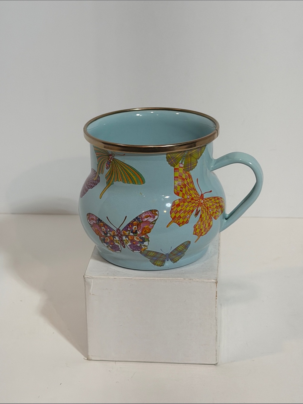 MacKenzie-Childs "Sky Blue Butterfly Garden" Discontinued Mug